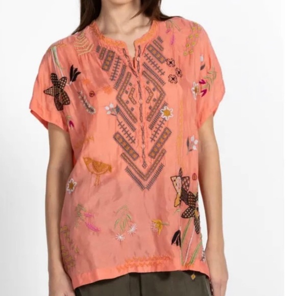 Johnny Was Perla Blouse Desert Flower - NWT -  ‘23 Spring Line - Coral Peach - Picture 11 of 11